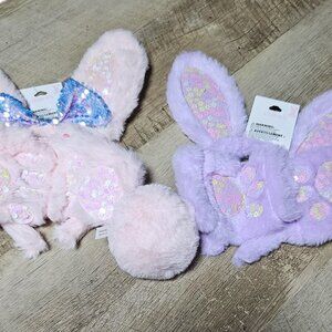 Claire's Bunny Ears Headband with Tail and Paw Accessories 2 Sets Pink Purple